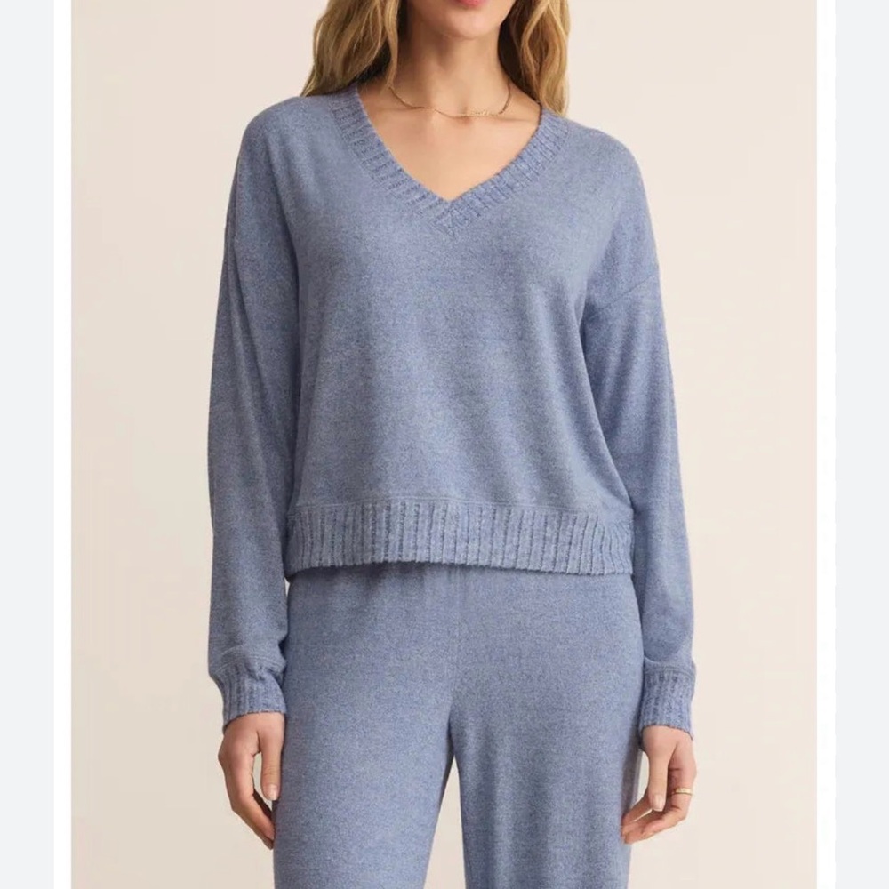 Z Supply Light Blue V-Neck Sweater
